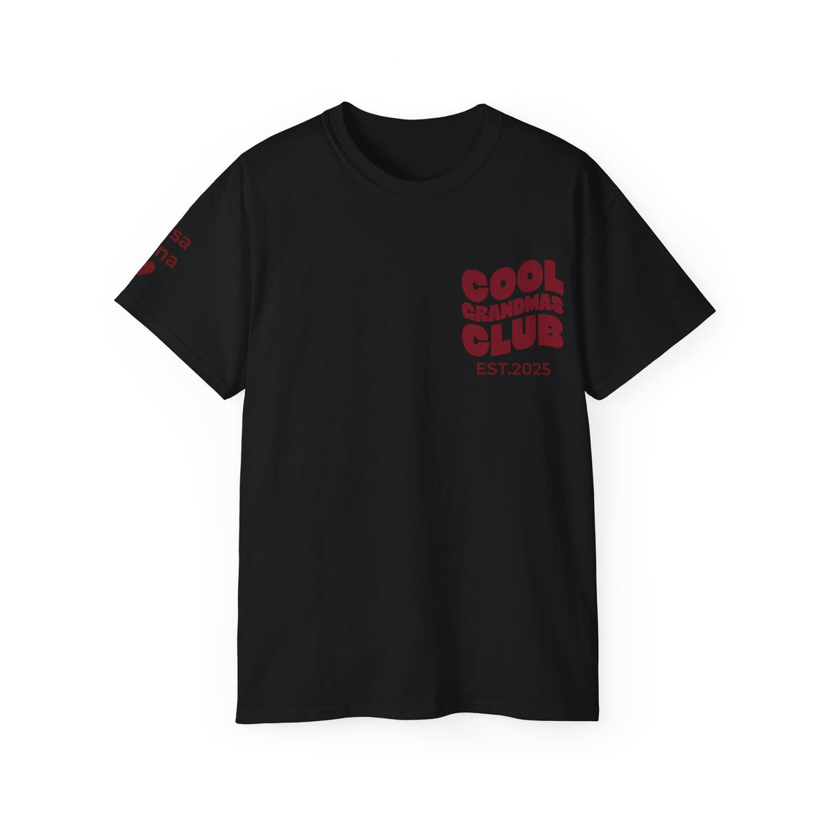 T-Shirt Cool Grandma Club with Grandchildren’s First Names on the Sleeve