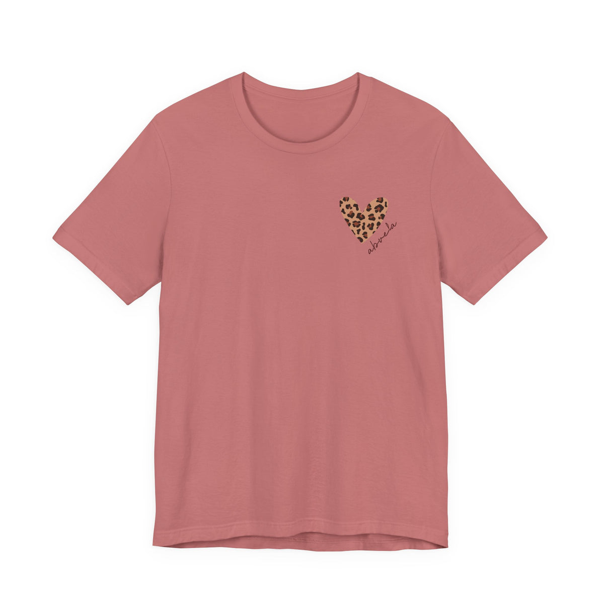 Camiseta para Abuela con Corazón de Leopardo y Nombre Personalizado