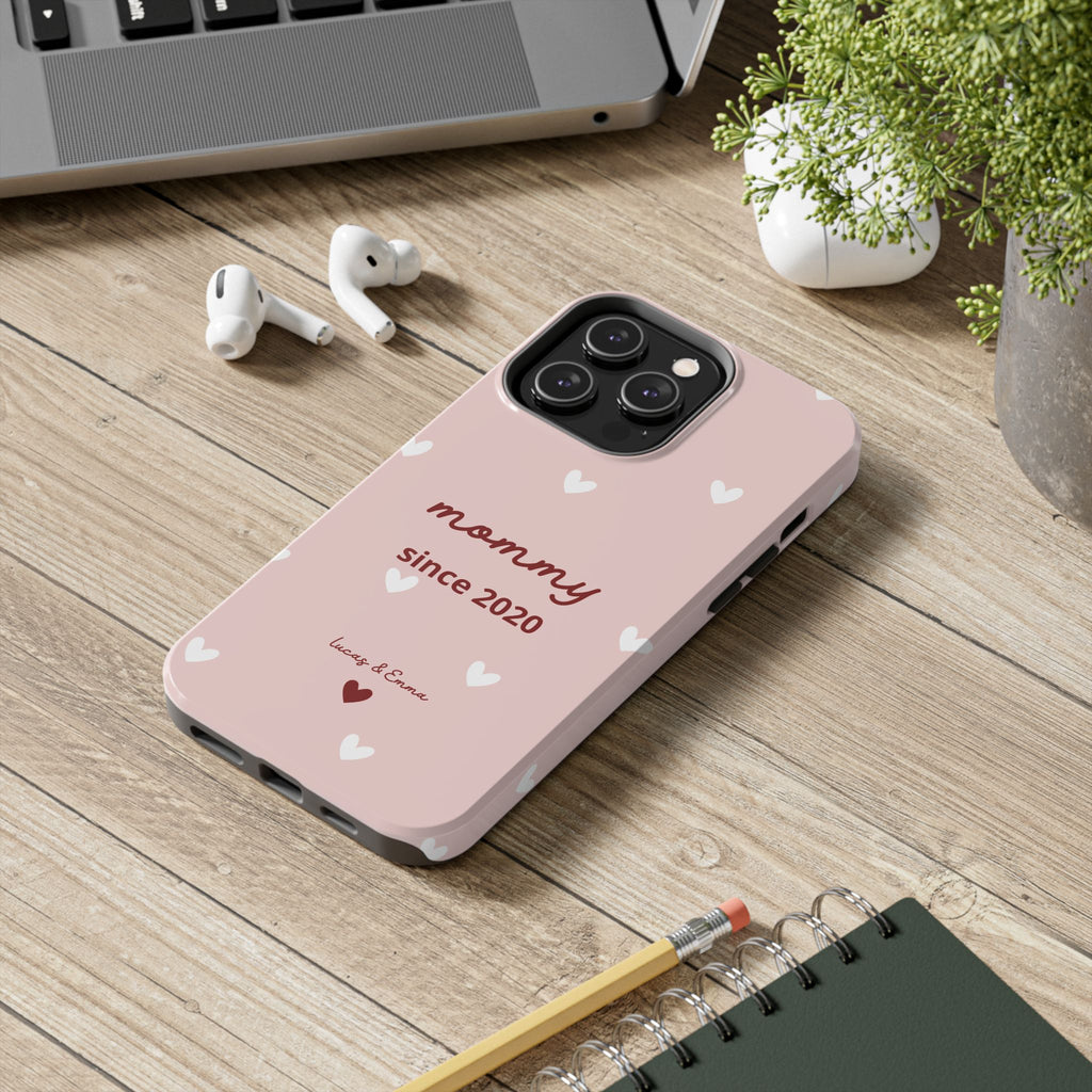 Funda de Teléfono para Mamá con Fecha y Nombres de los Hijos