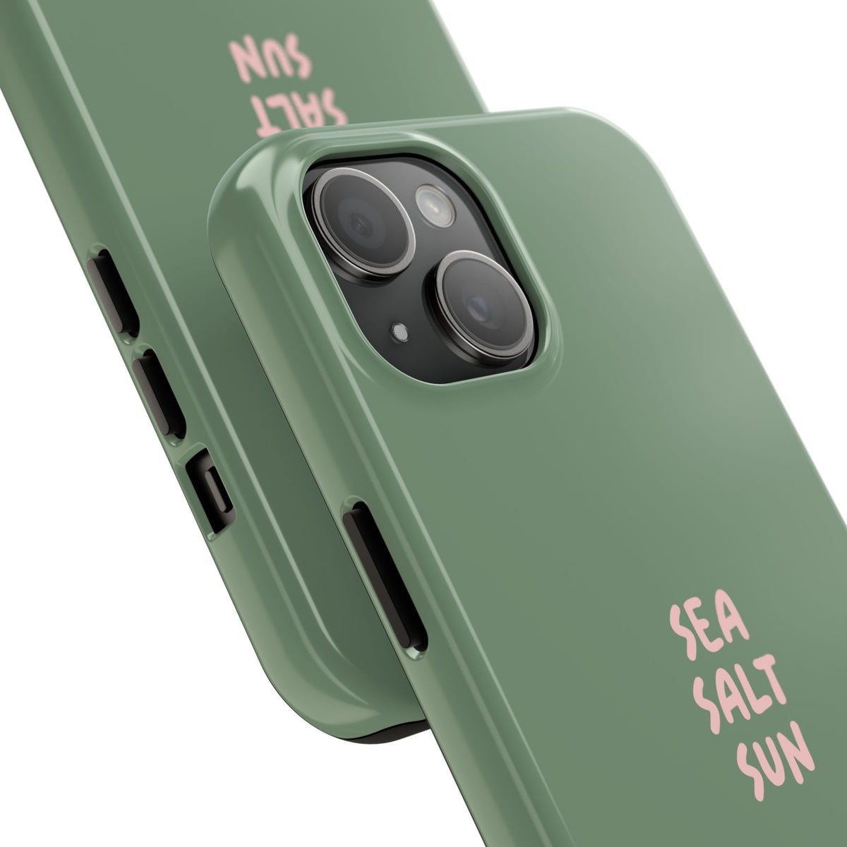 Funda de teléfono color verde con texto personalizado