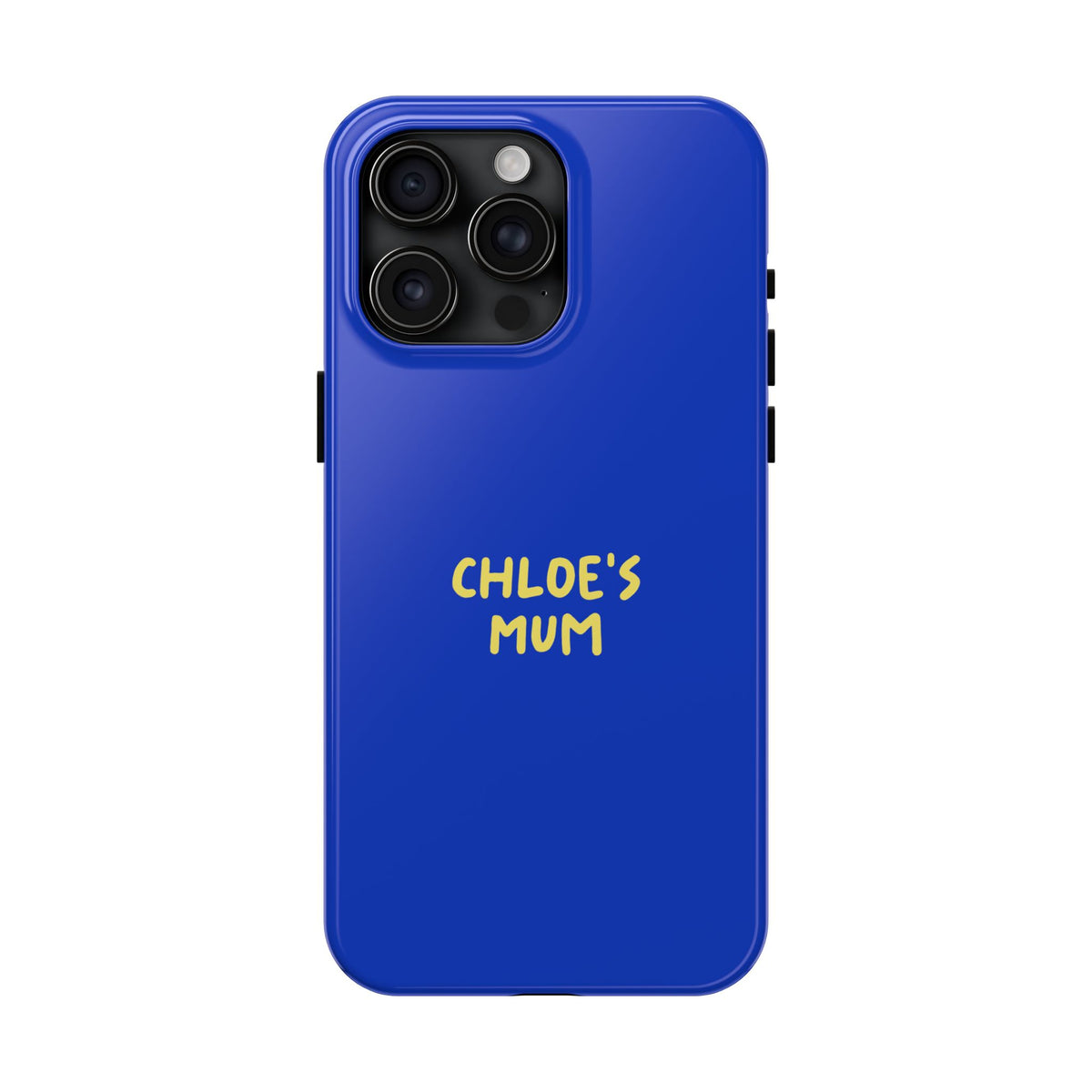 Funda de teléfono azul con texto personalizado
