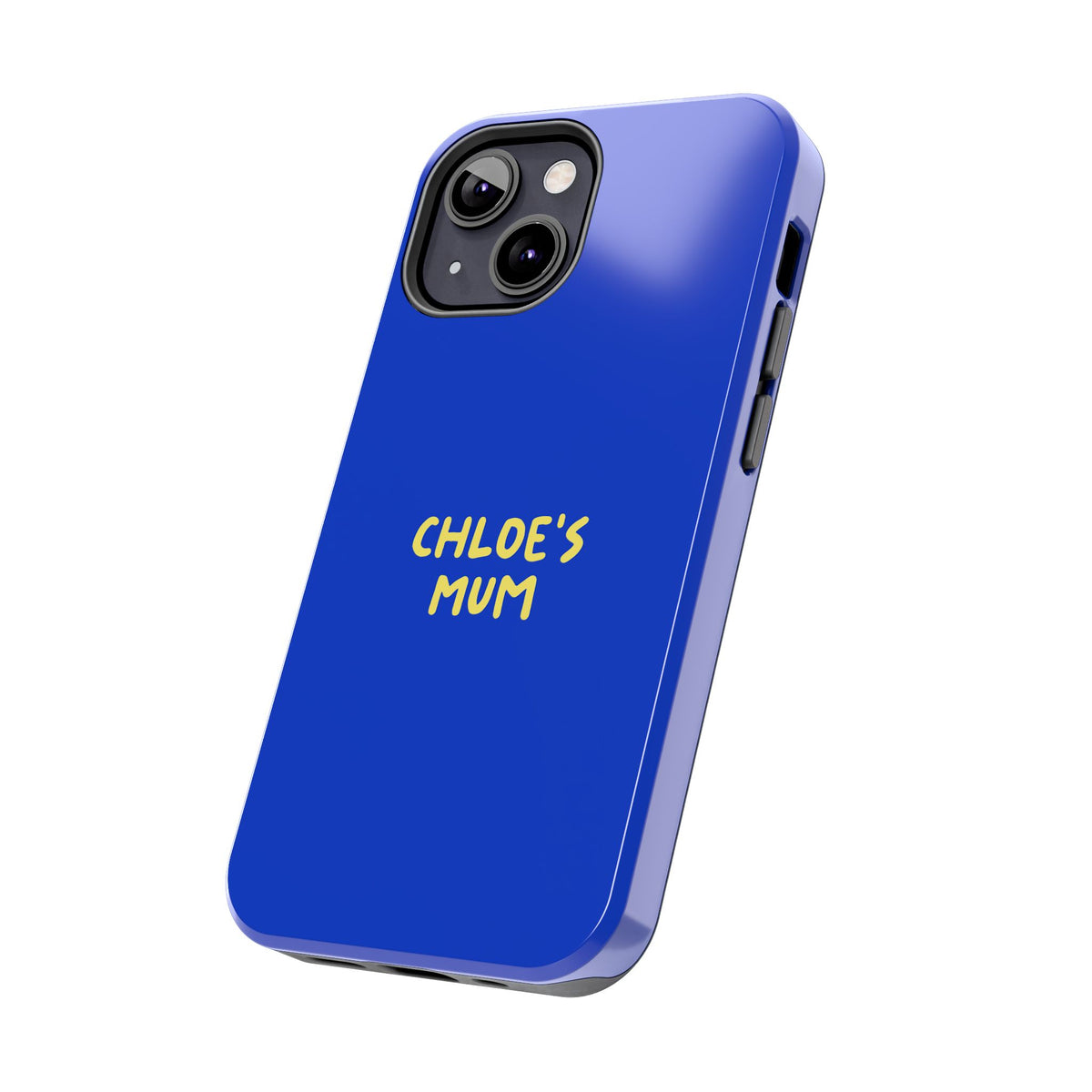 Funda de teléfono azul con texto personalizado