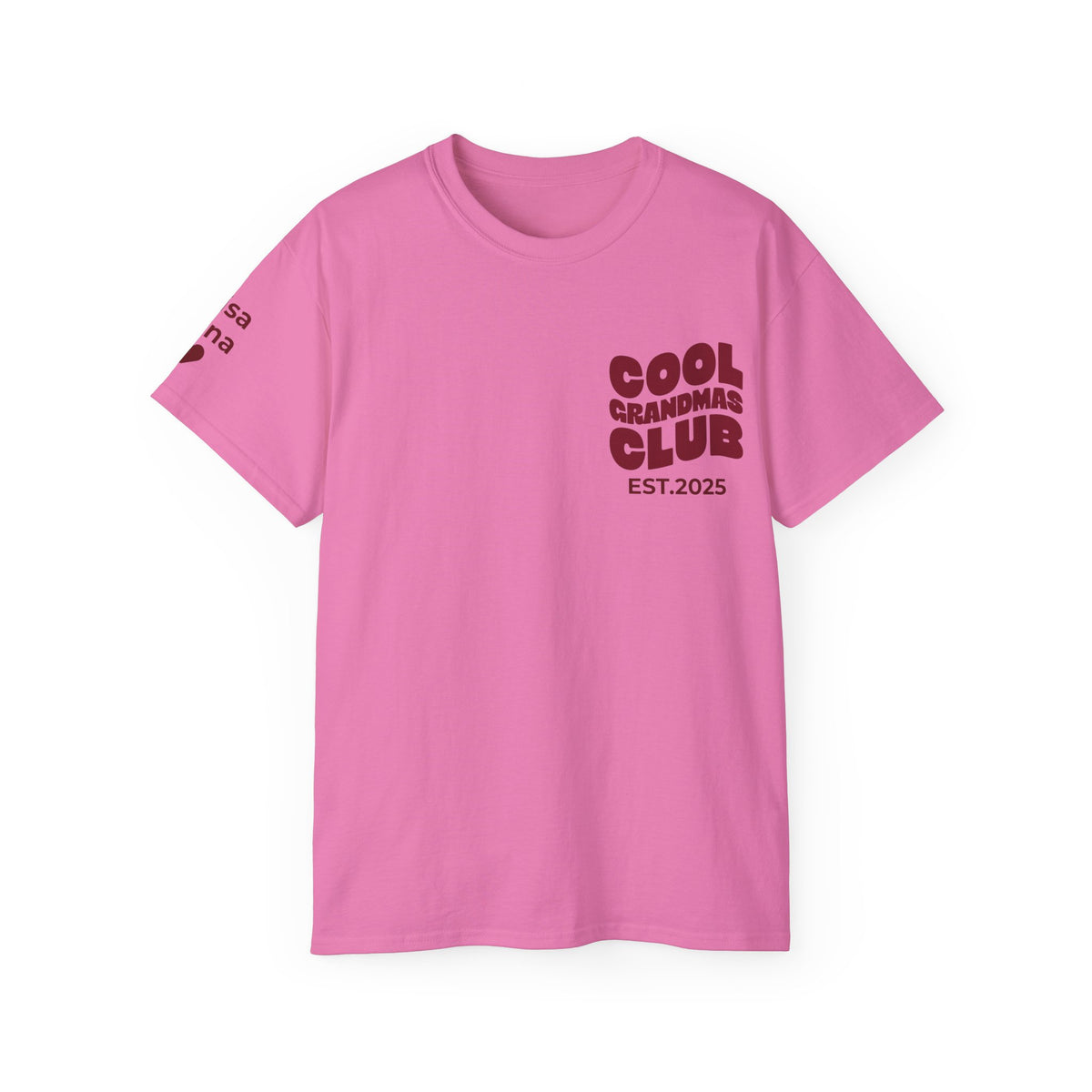 T-Shirt Cool Grandma Club with Grandchildren’s First Names on the Sleeve
