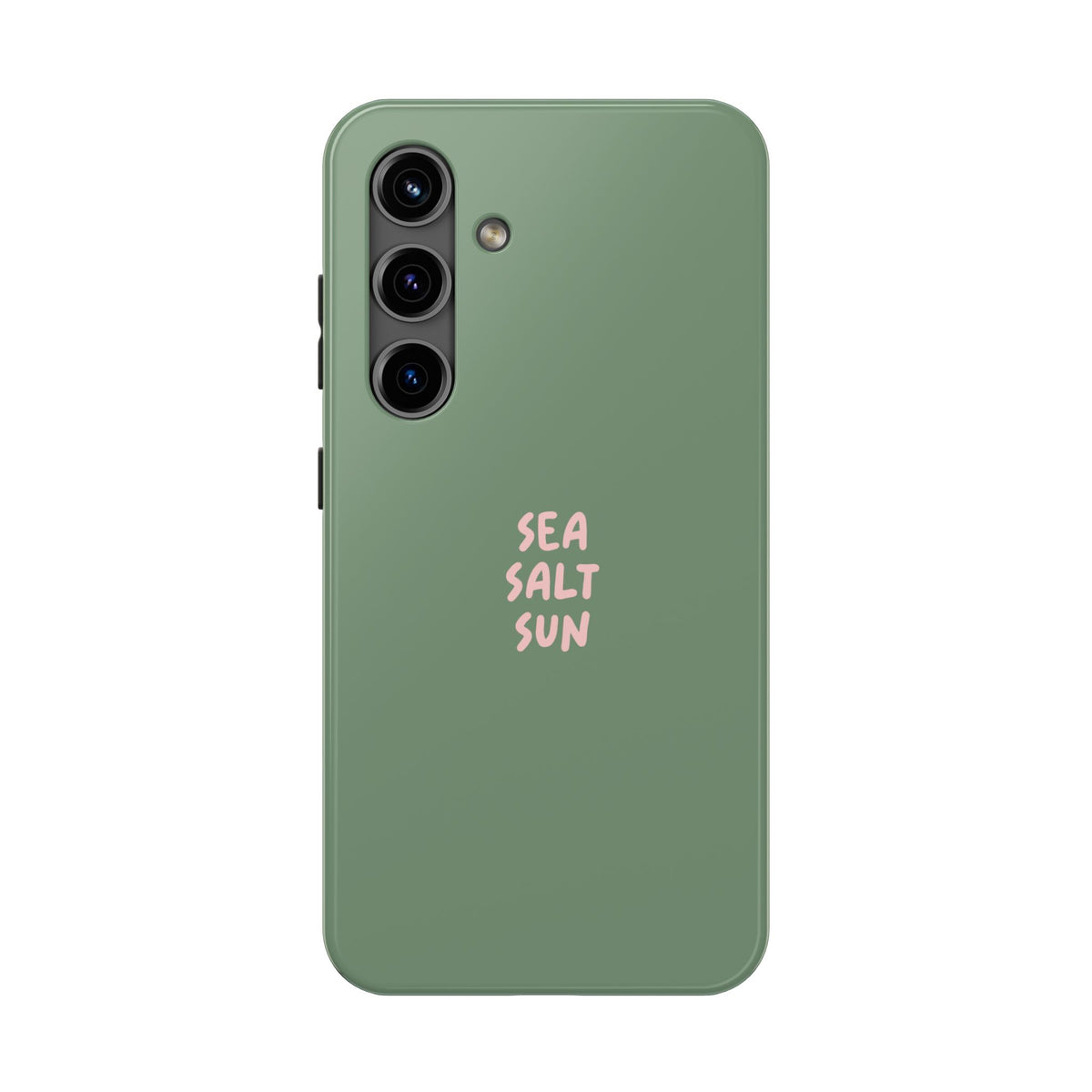 Funda de teléfono color verde con texto personalizado