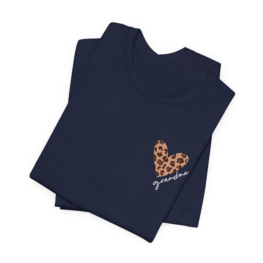 Leopard Heart Grandma T-Shirt Personalized