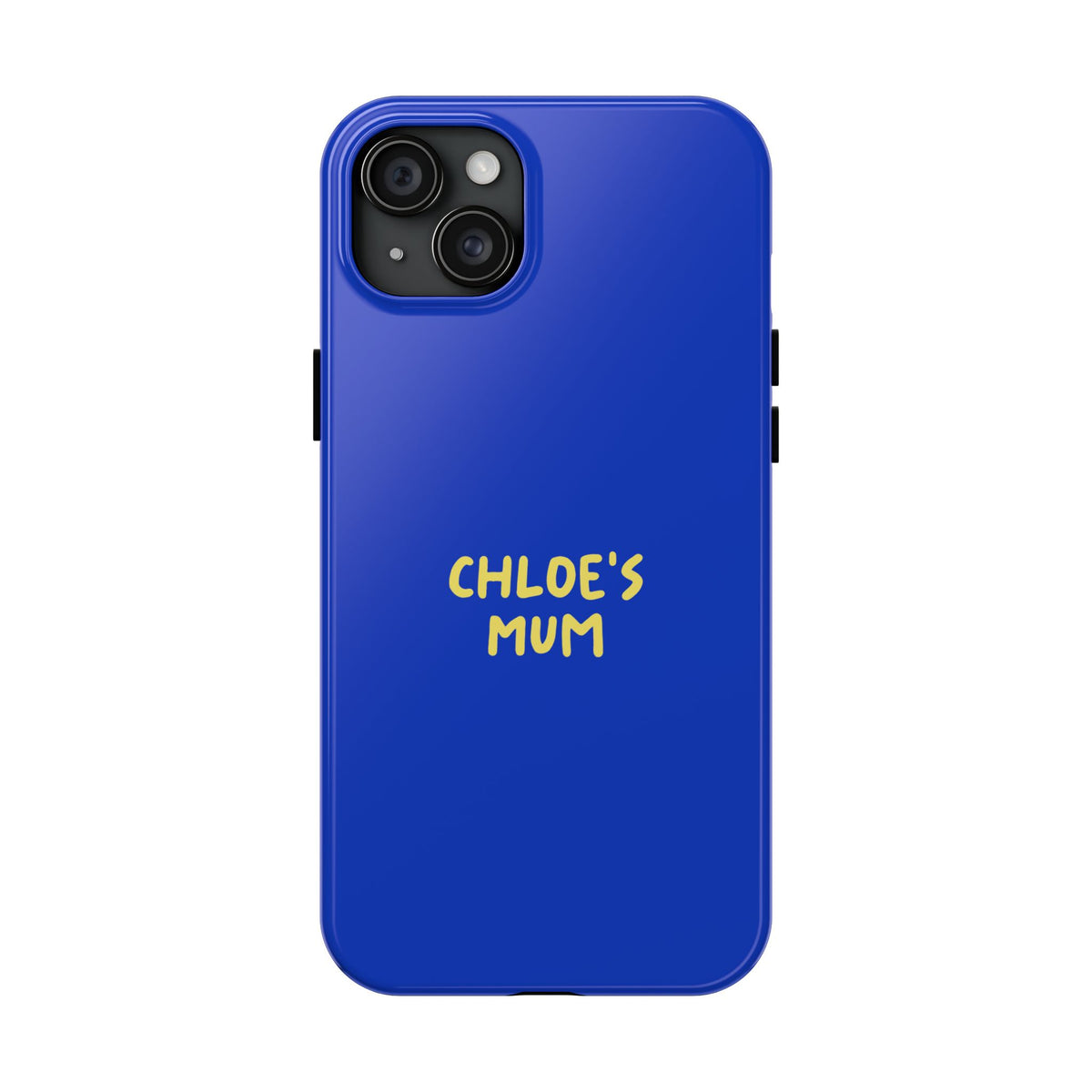 Funda de teléfono azul con texto personalizado