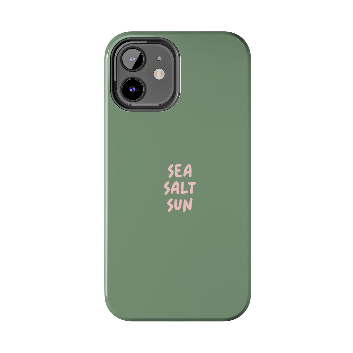 Funda de teléfono color verde con texto personalizado
