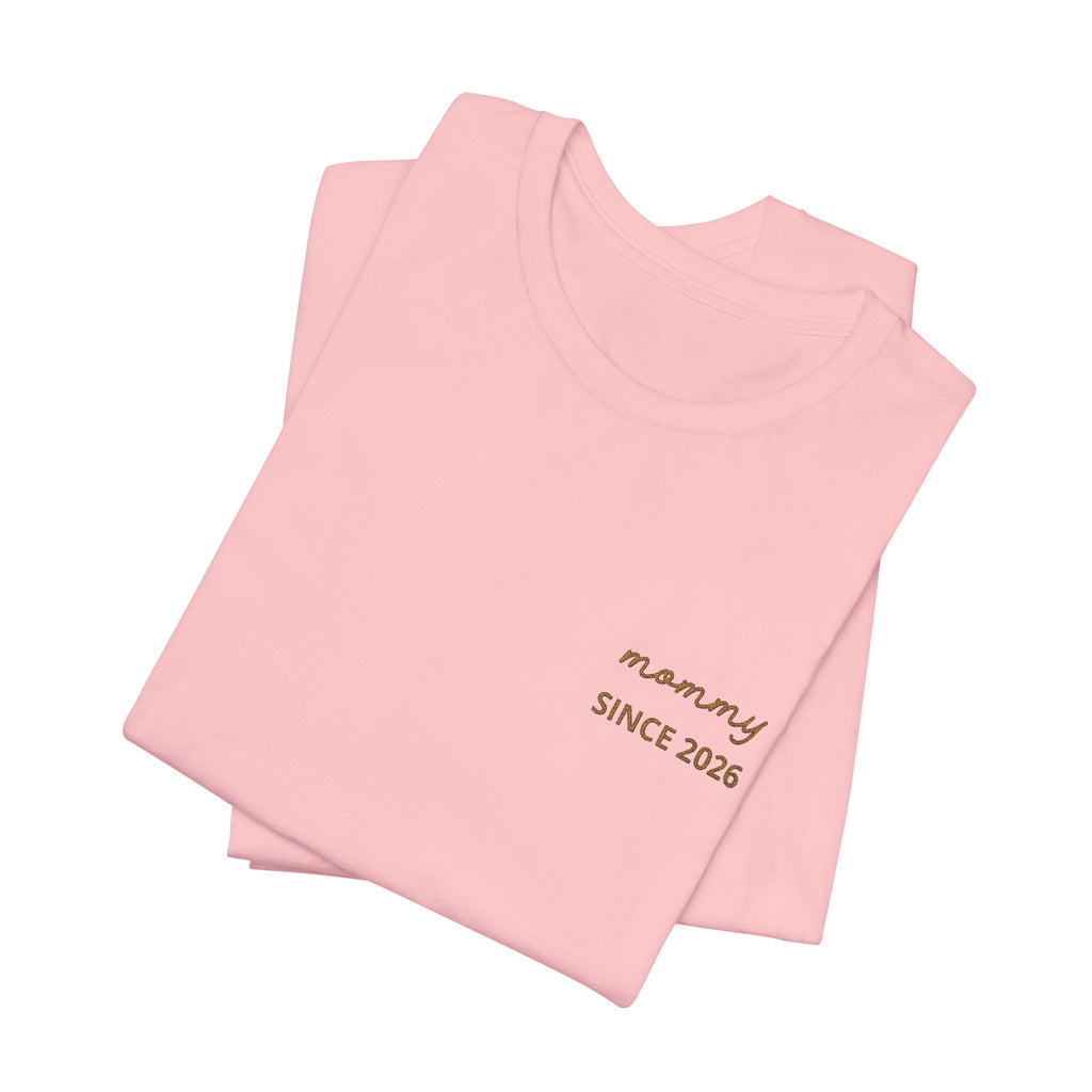Tshirt Personalized Mom Est Embroidered Heart & Sleeve Tee