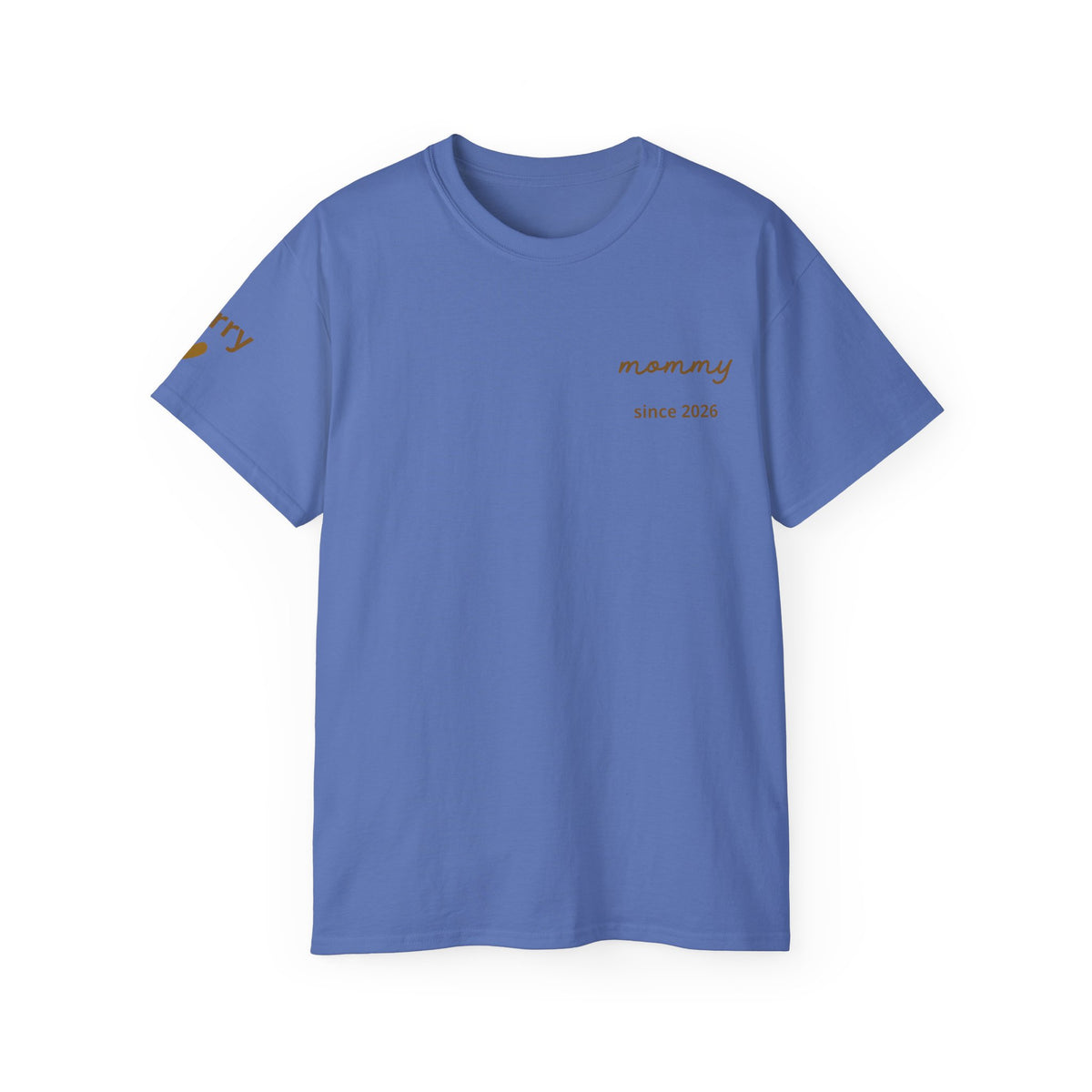 T-shirt Mom since date on heart and first names on sleeve
