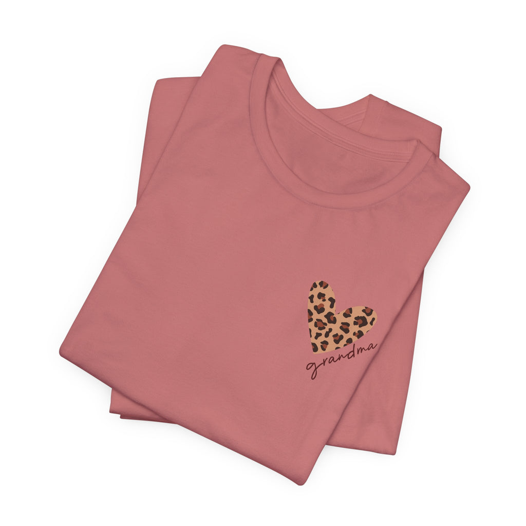Leopard Heart Grandma T-Shirt Personalized