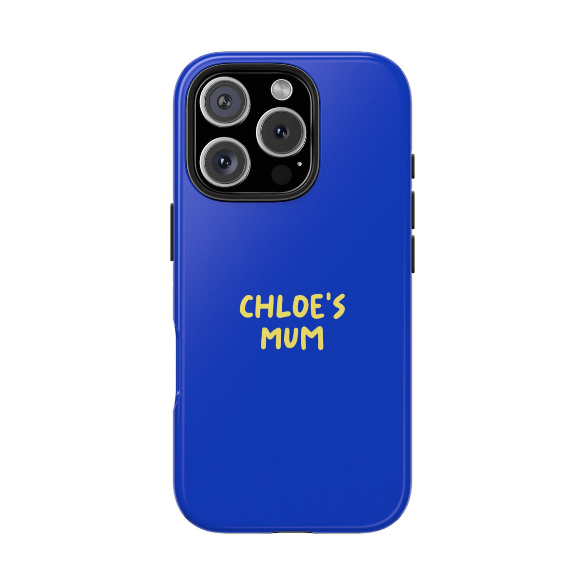 Funda de teléfono azul con texto personalizado