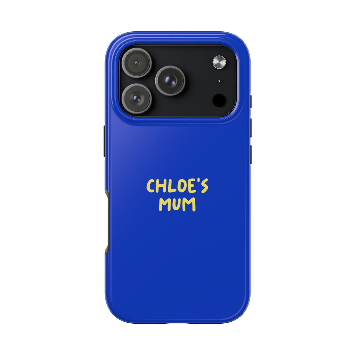 Funda de teléfono azul con texto personalizado