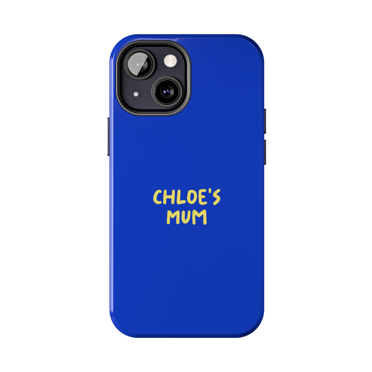 Funda de teléfono azul con texto personalizado