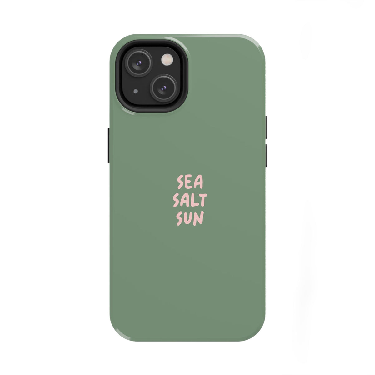 Funda de teléfono color verde con texto personalizado