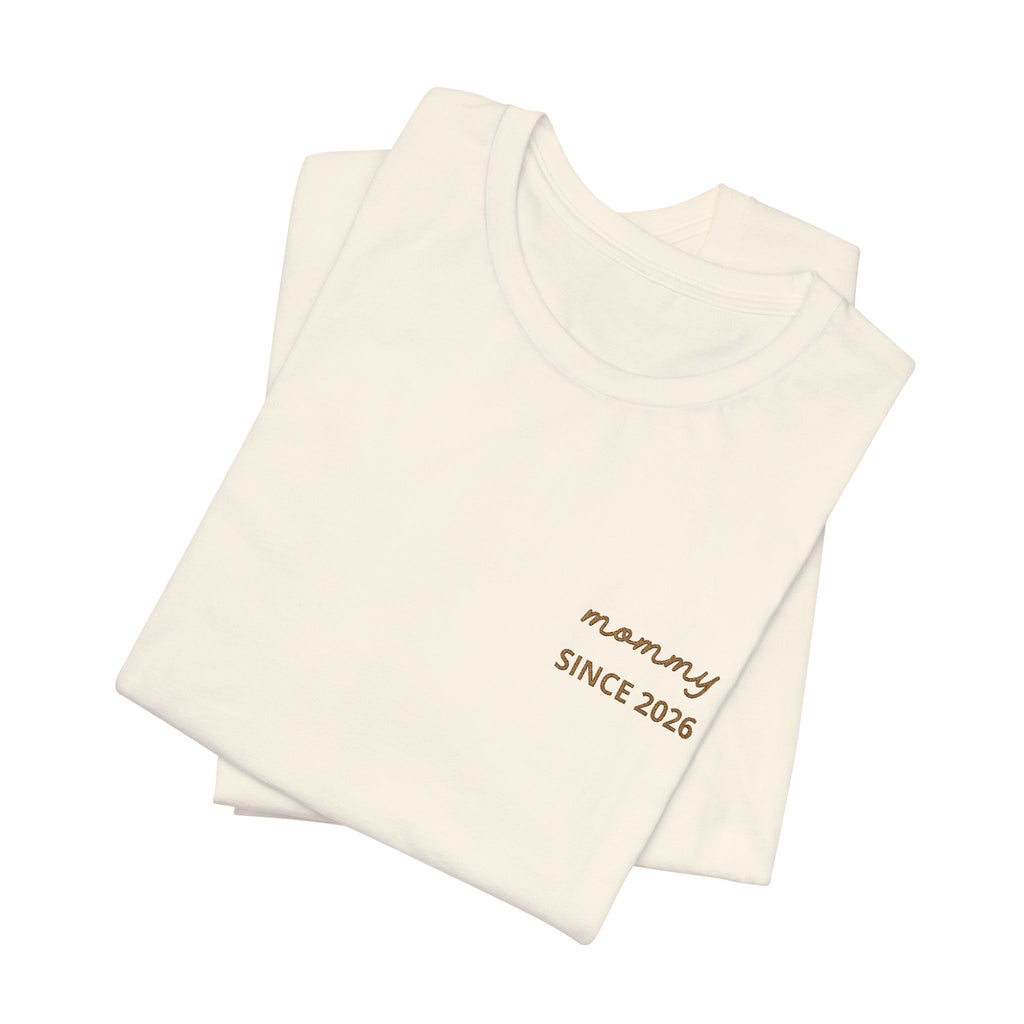 Tshirt Personalized Mom Est Embroidered Heart & Sleeve Tee