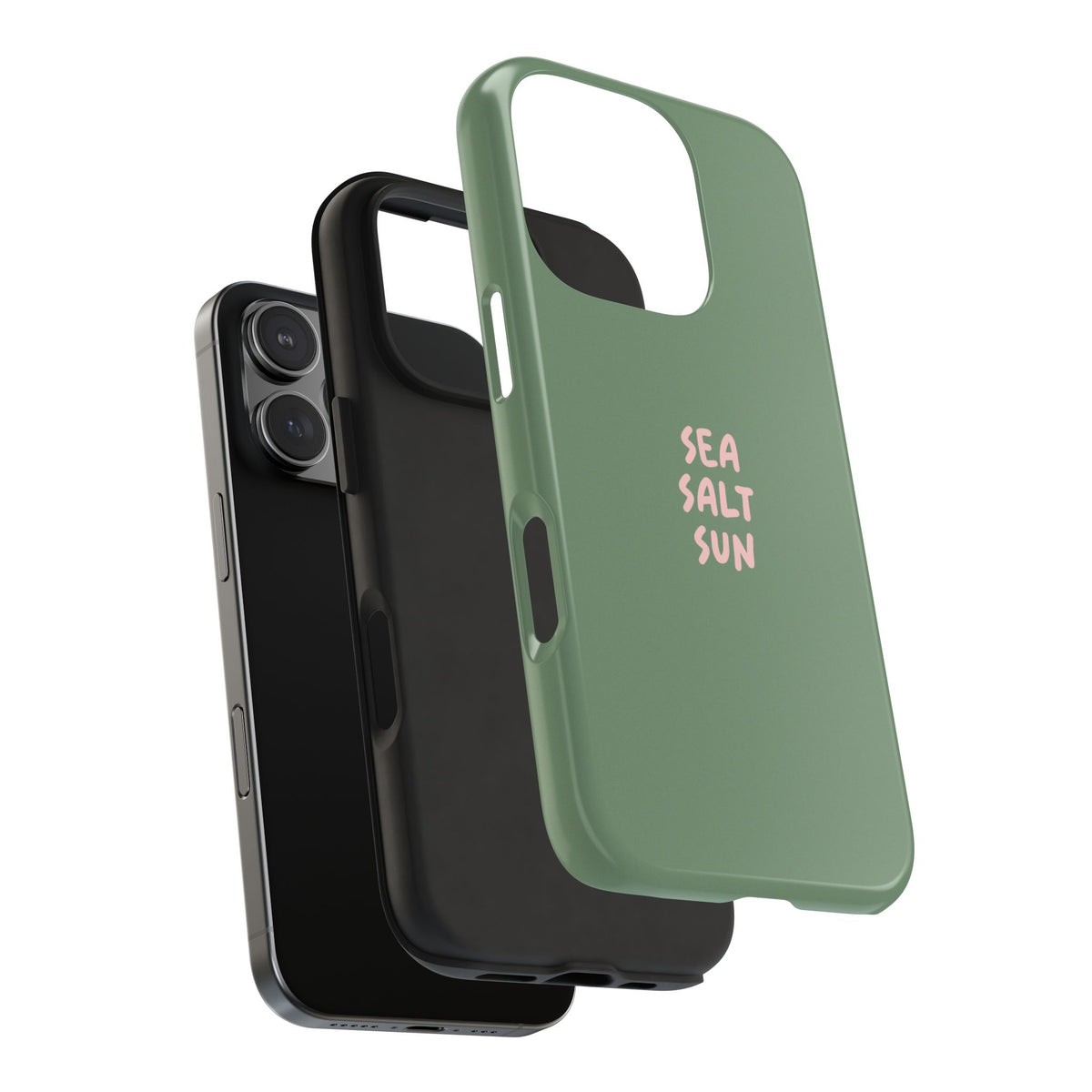 Funda de teléfono color verde con texto personalizado