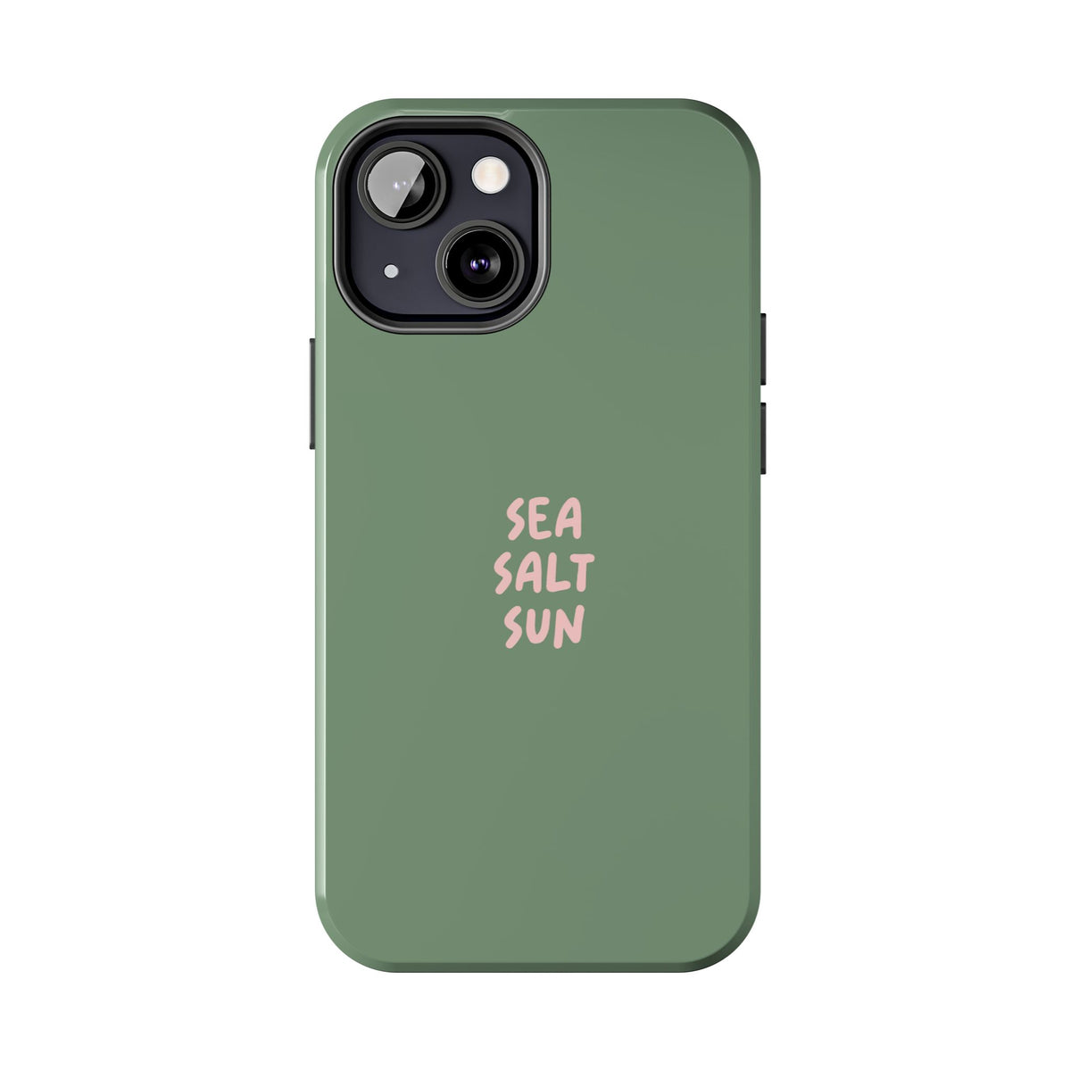 Funda de teléfono color verde con texto personalizado