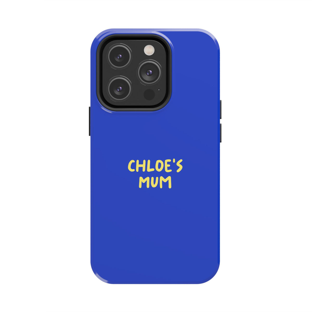 Funda de teléfono azul con texto personalizado