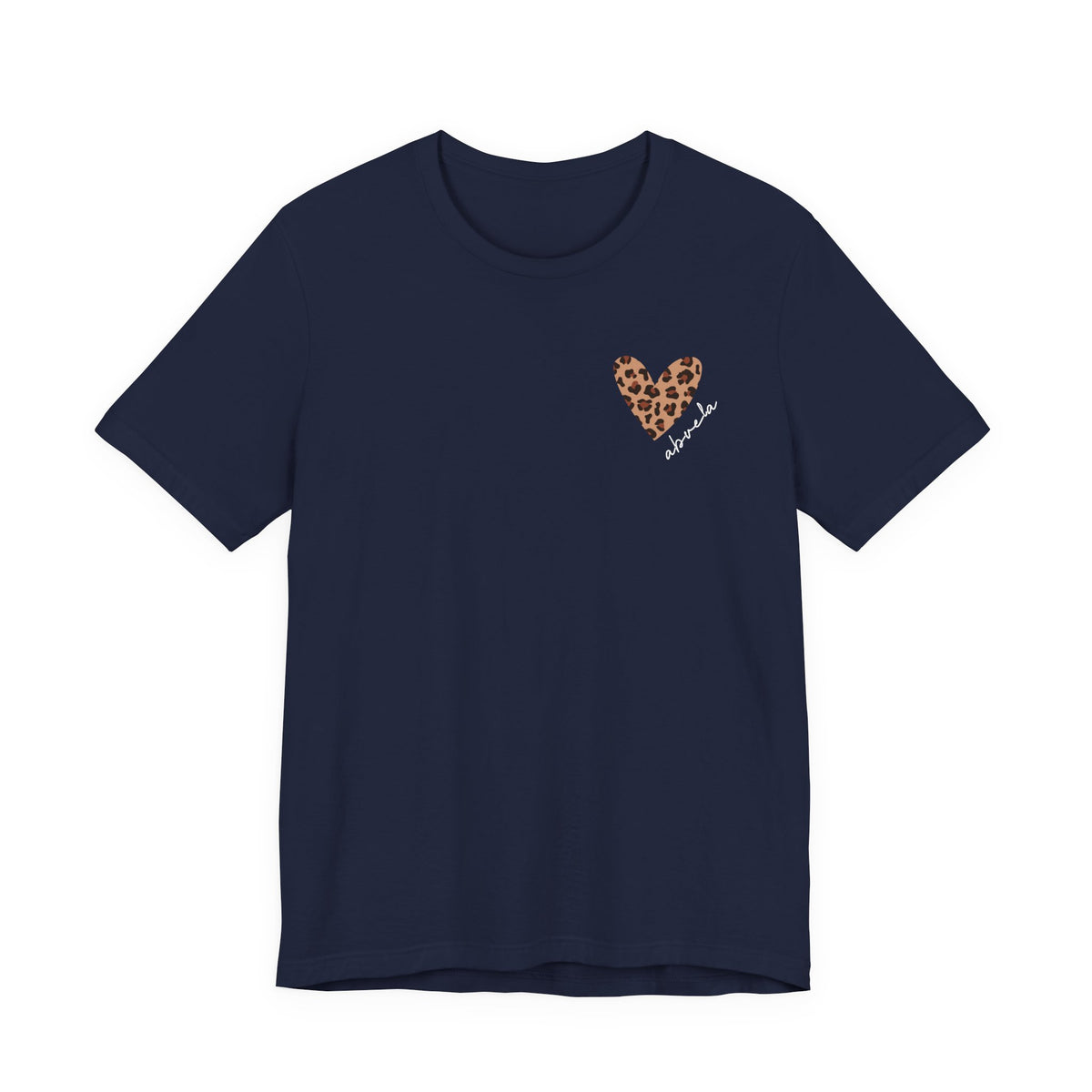 Camiseta para Abuela con Corazón de Leopardo y Nombre Personalizado
