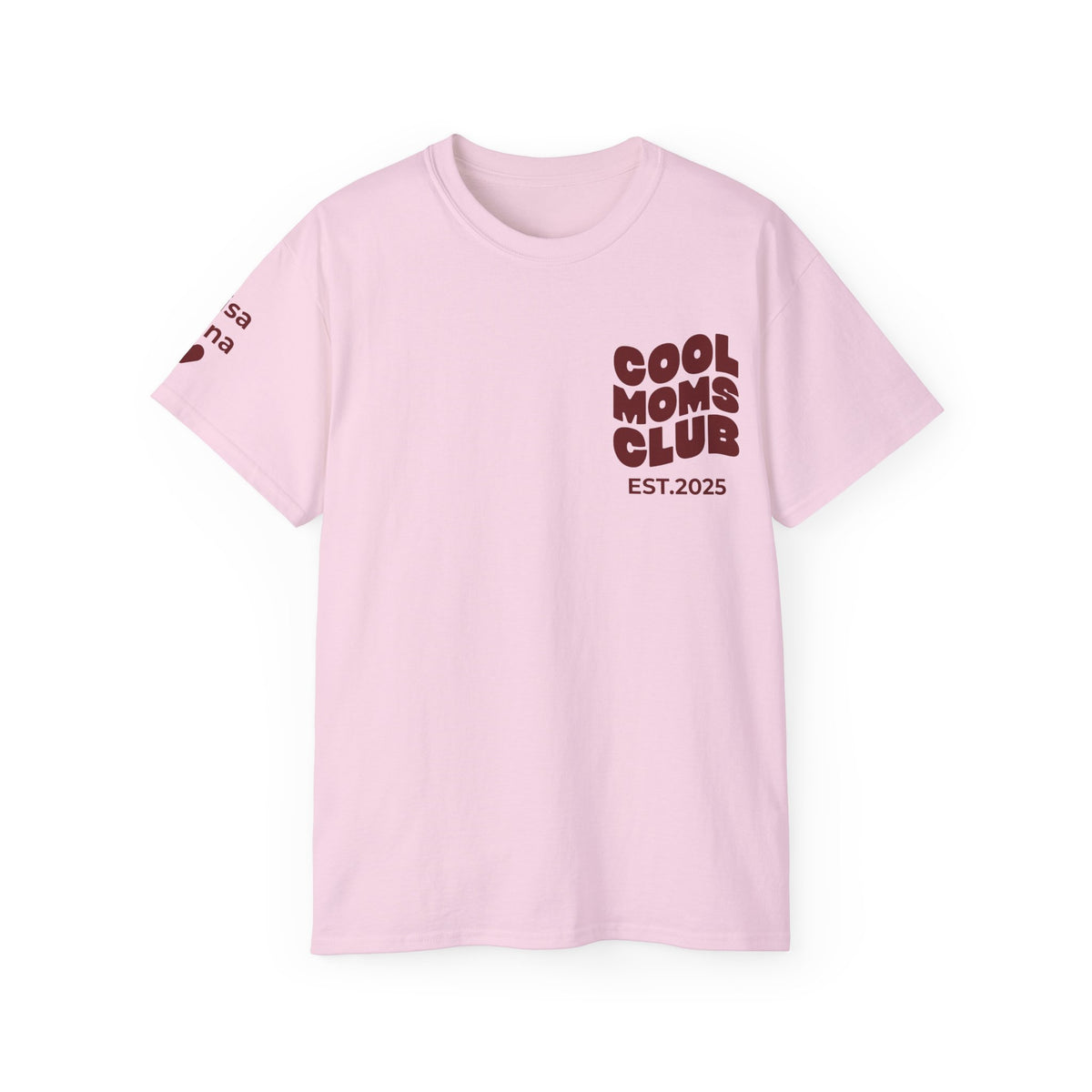 T-Shirt Cool moms club and first names on sleeve