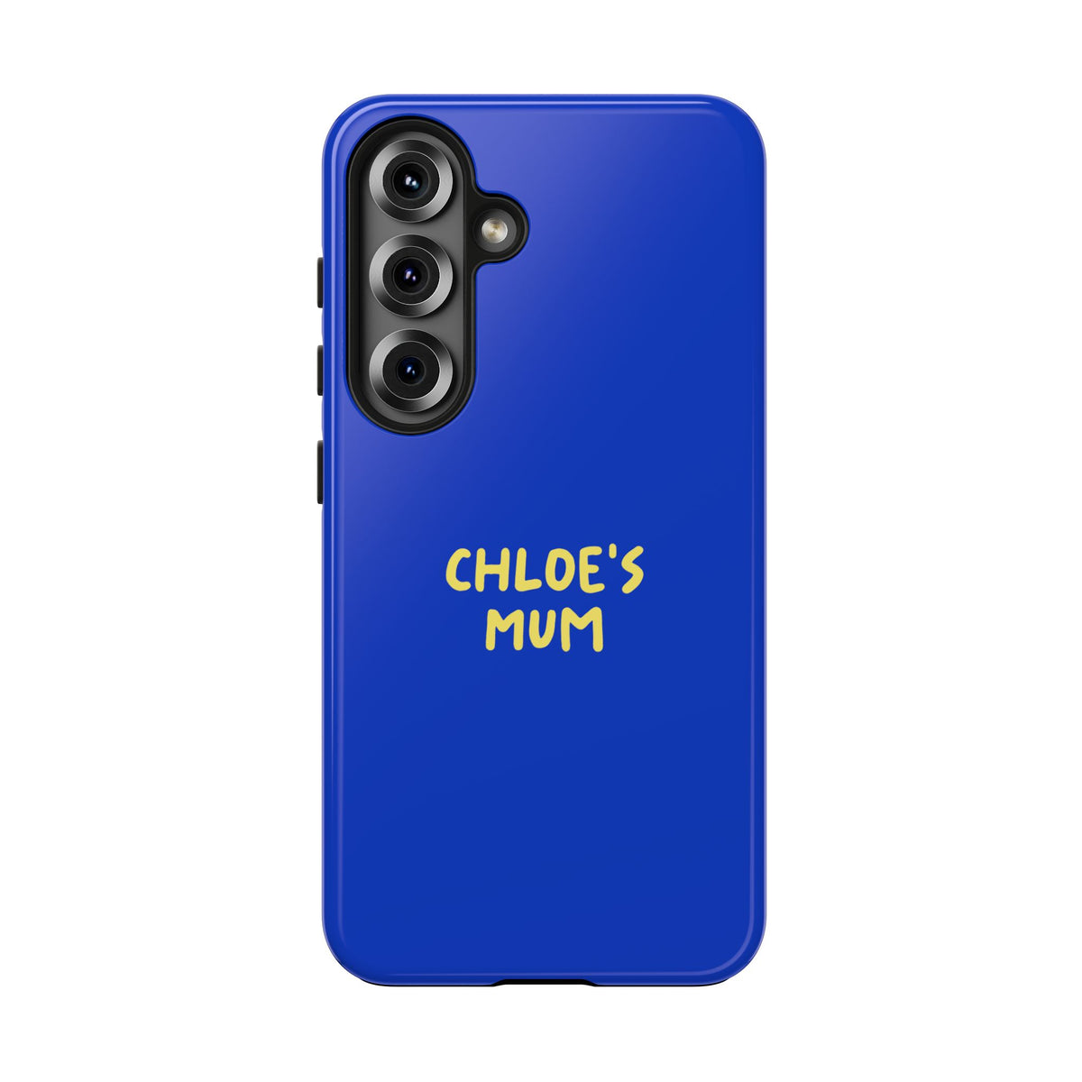 Funda de teléfono azul con texto personalizado