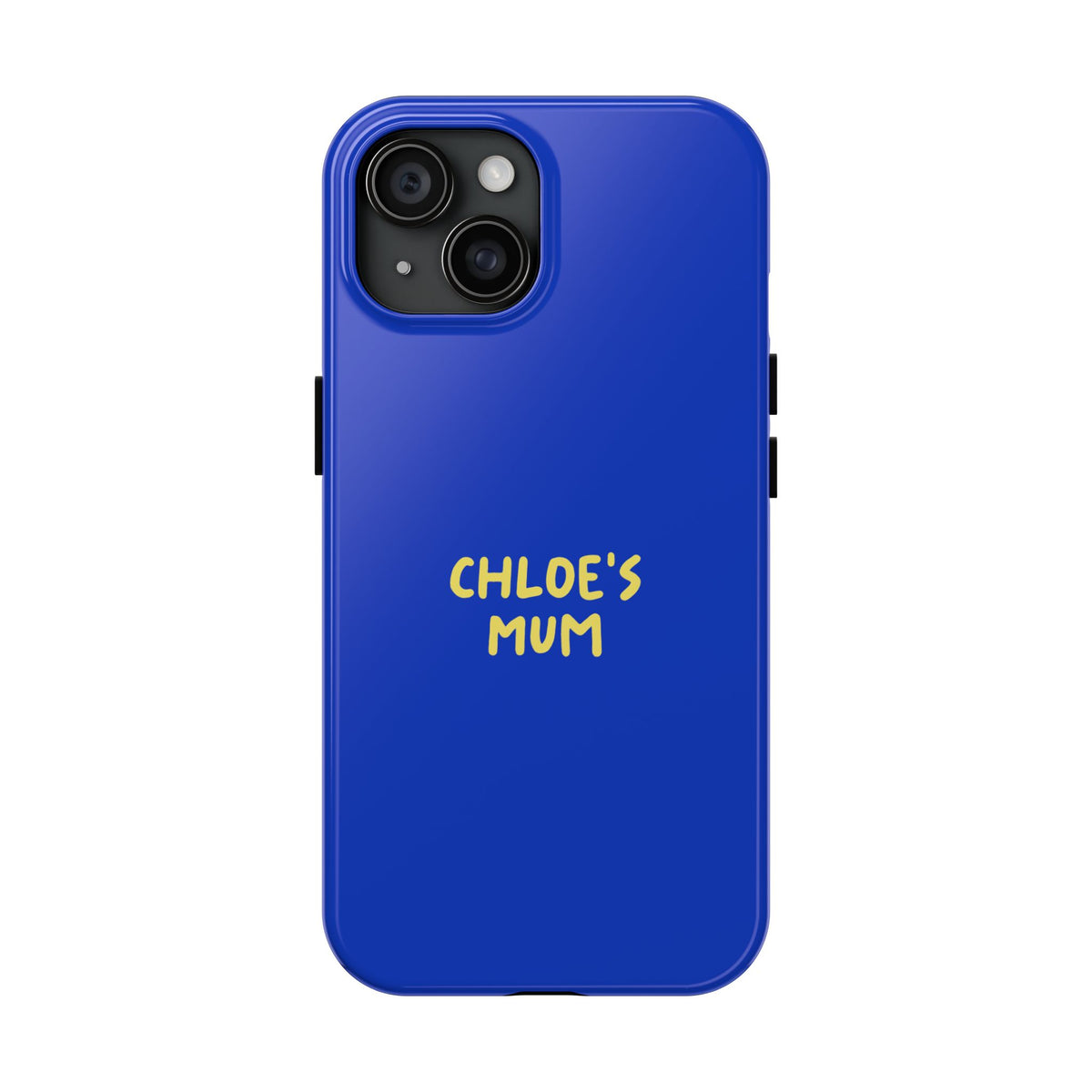 Funda de teléfono azul con texto personalizado