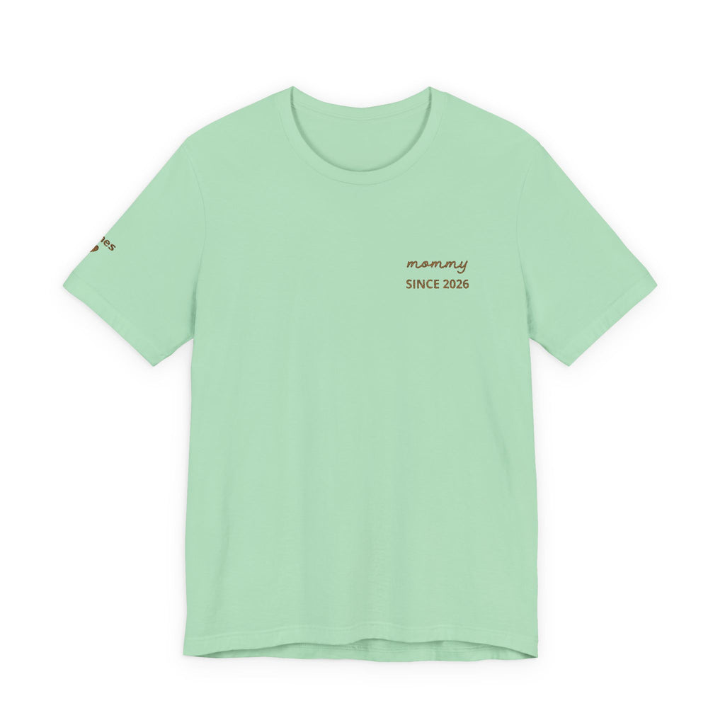 Tshirt Personalized Mom Est Embroidered Heart & Sleeve Tee