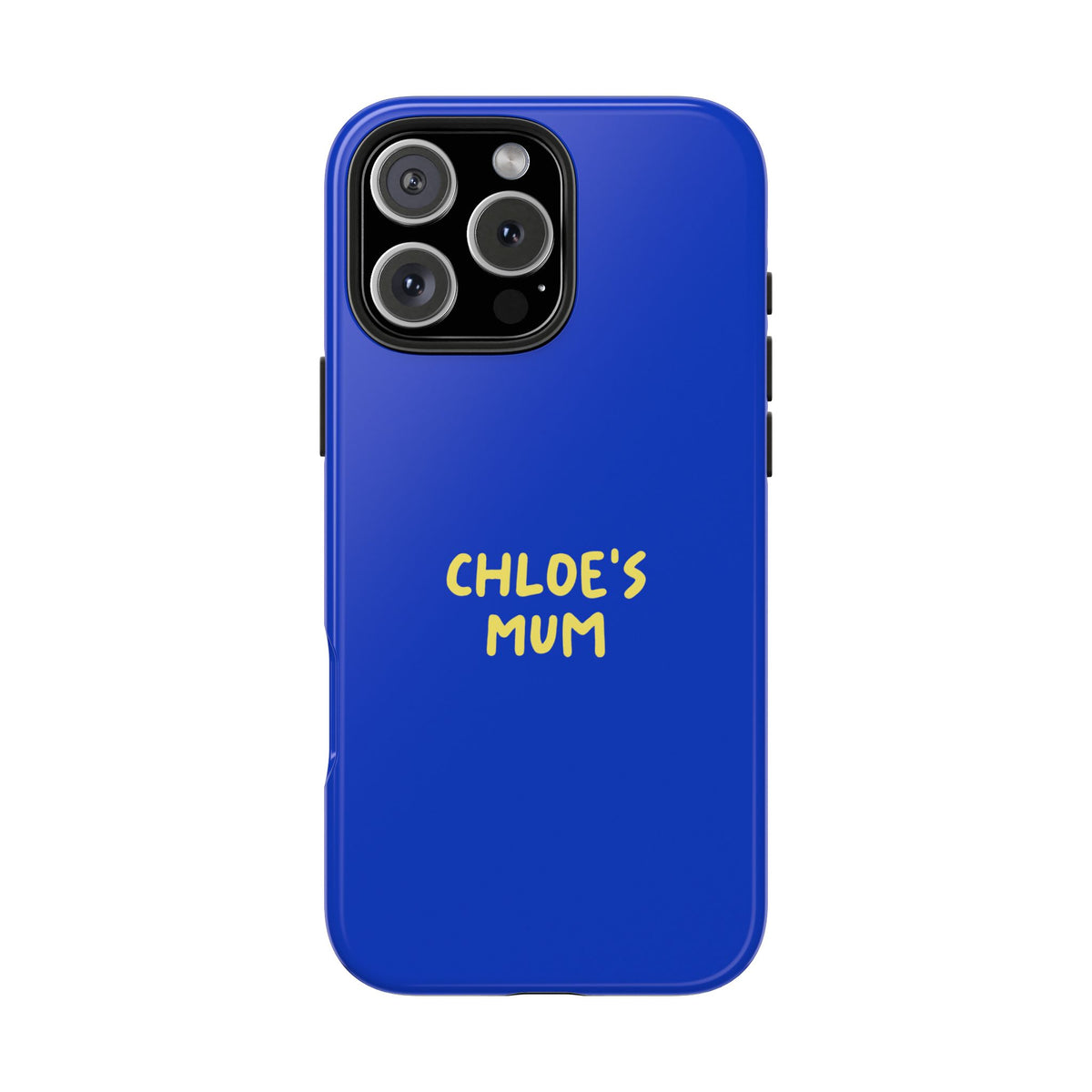 Funda de teléfono azul con texto personalizado