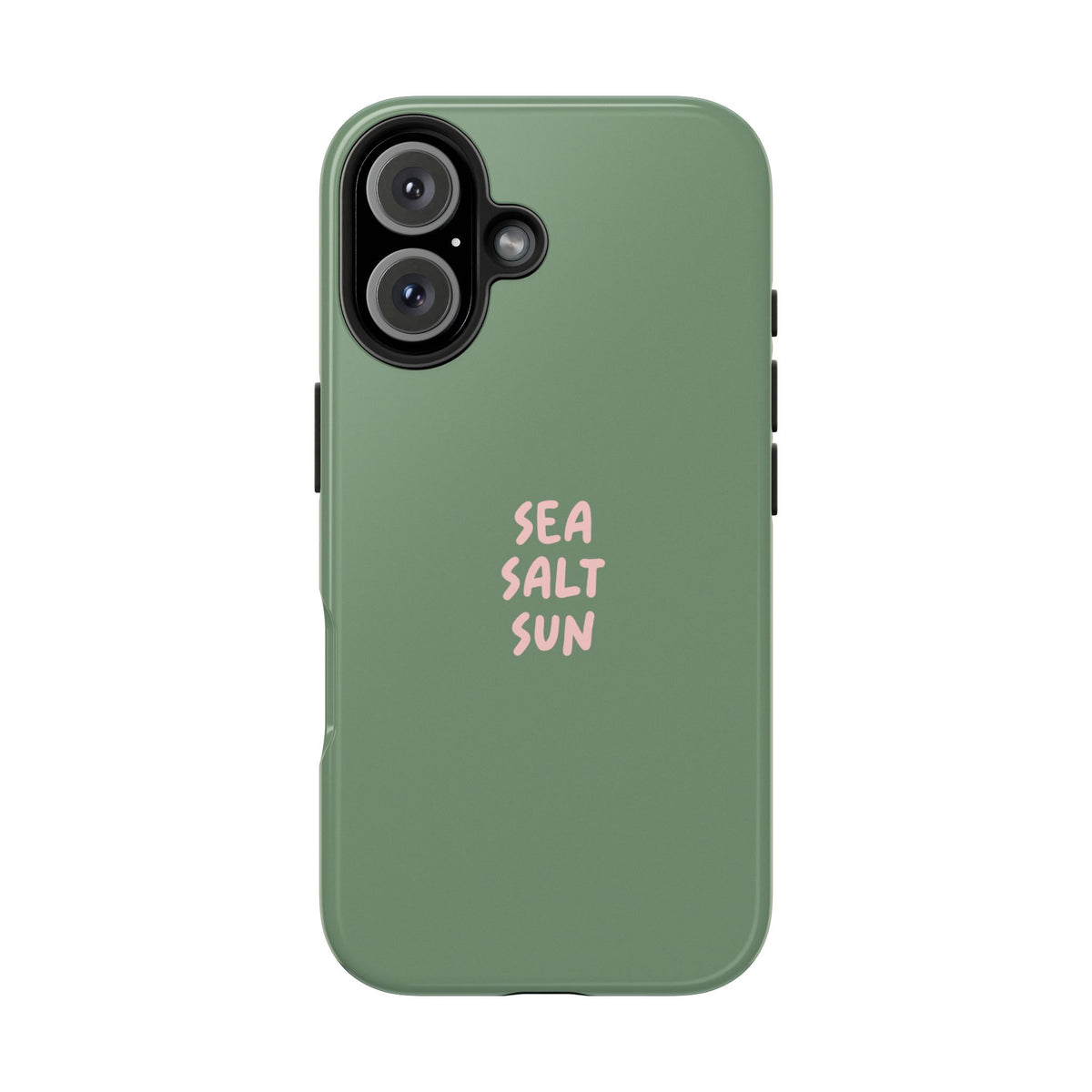 Funda de teléfono color verde con texto personalizado