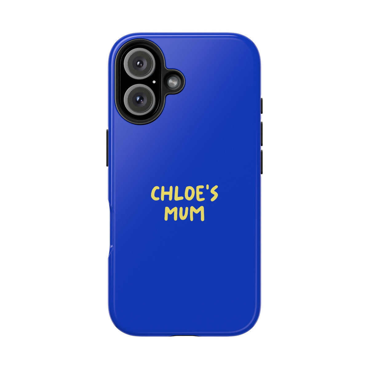 Funda de teléfono azul con texto personalizado