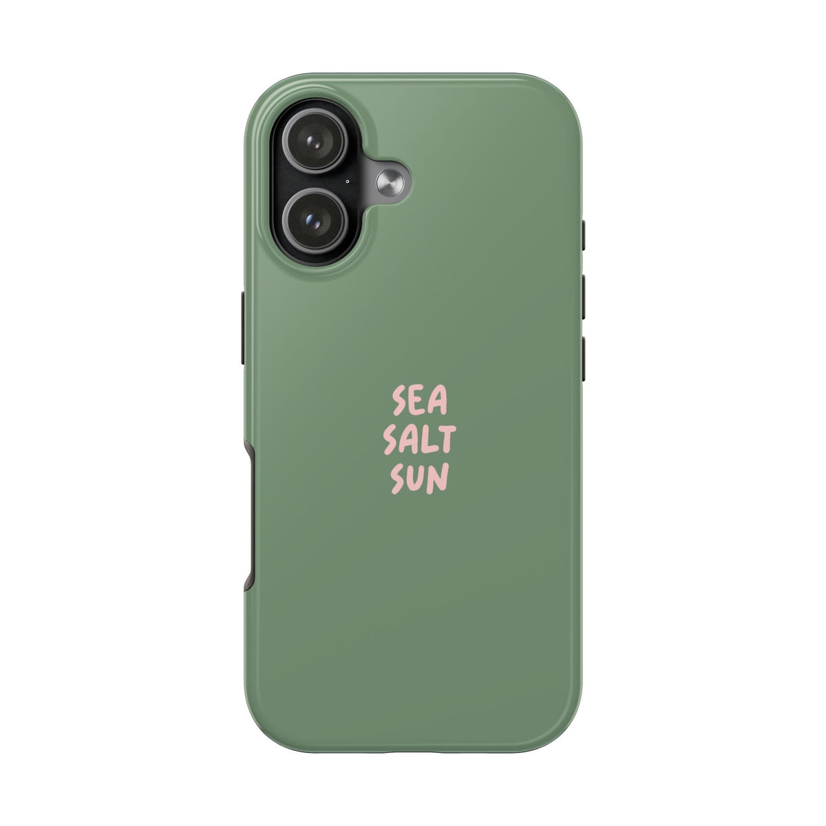 Funda de teléfono color verde con texto personalizado