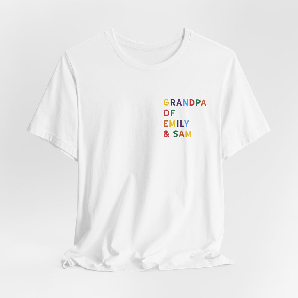 Grandpa Shirt with Multicolored Grandchildren's Names