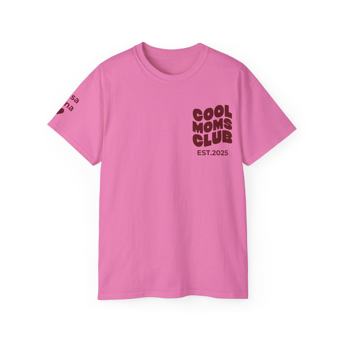 T-Shirt Cool moms club and first names on sleeve