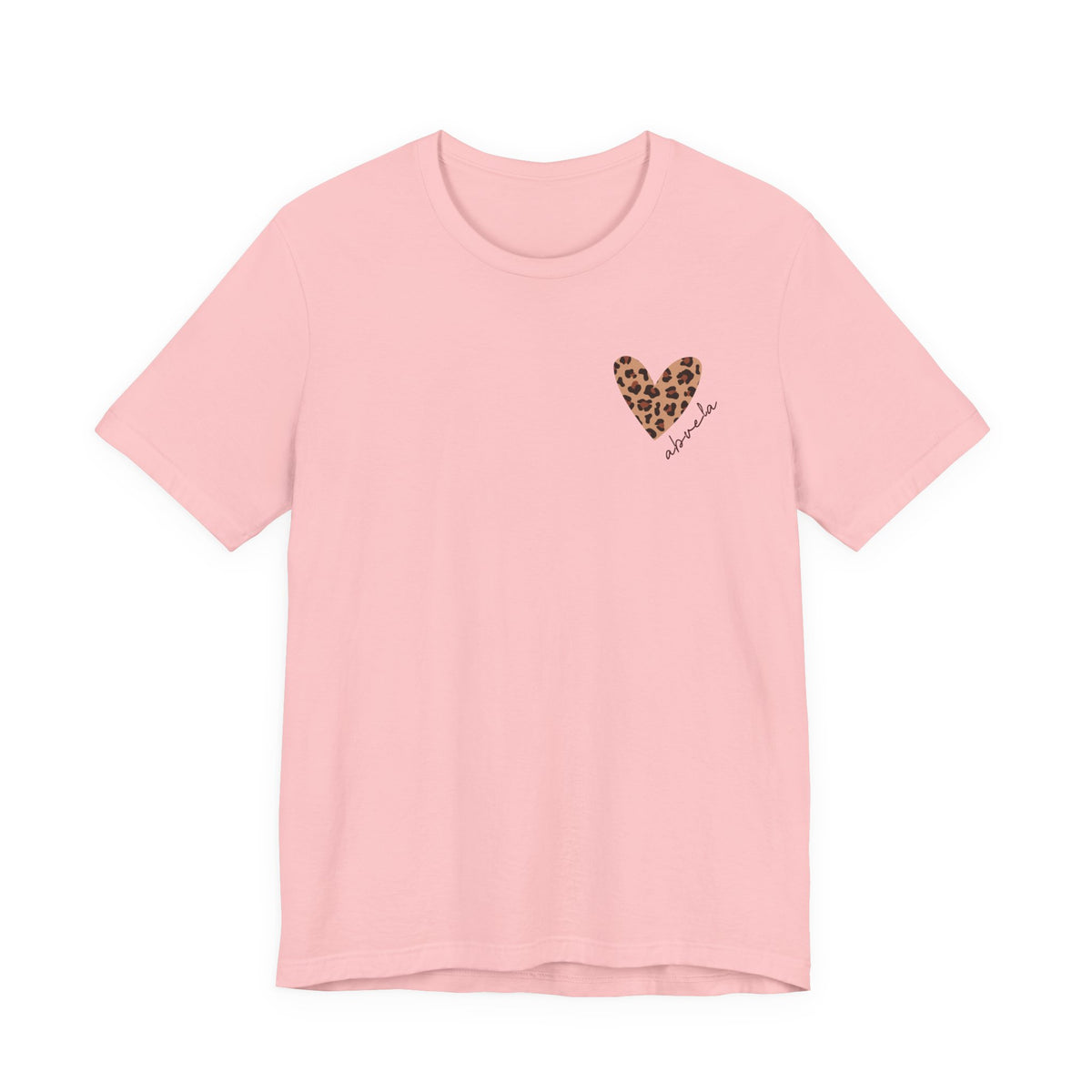 Camiseta para Abuela con Corazón de Leopardo y Nombre Personalizado