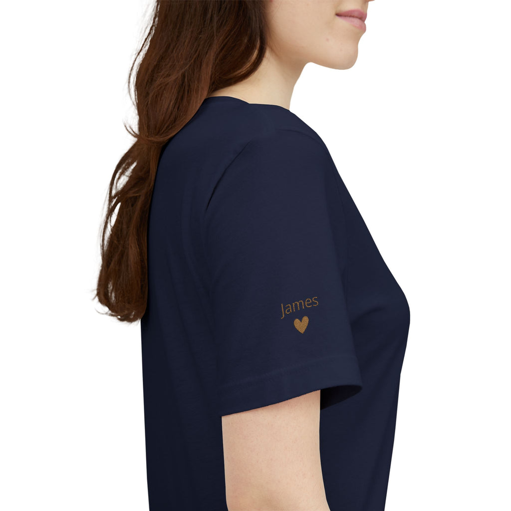 Tshirt Personalized Mom Est Embroidered Heart & Sleeve Tee