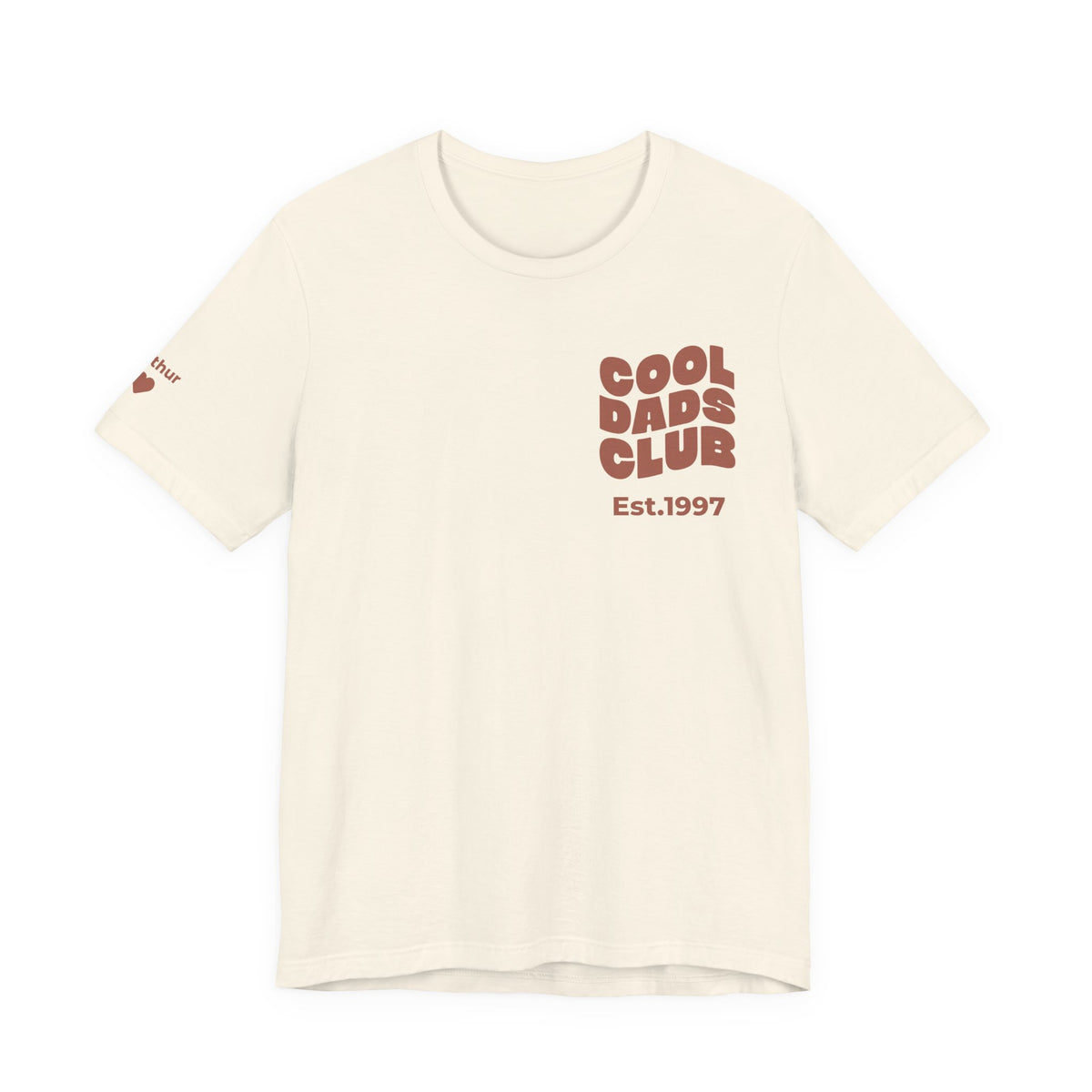 Camiseta Club de Padres Geniales y nombres en la manga