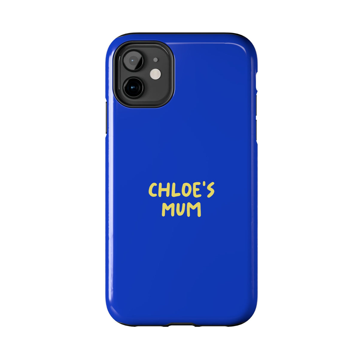 Funda de teléfono azul con texto personalizado