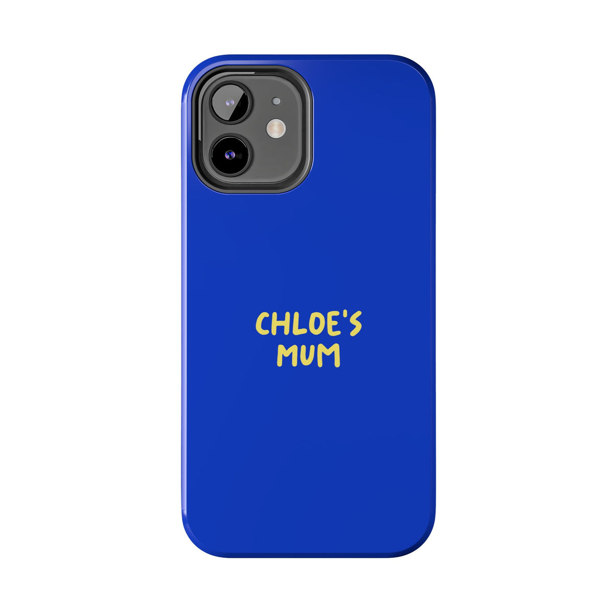 Funda de teléfono azul con texto personalizado
