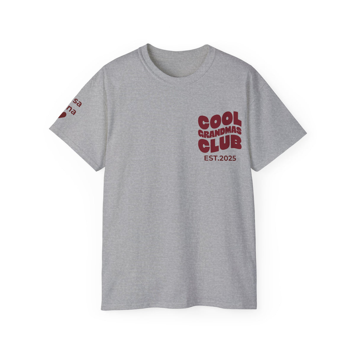 T-Shirt Cool Grandma Club with Grandchildren’s First Names on the Sleeve