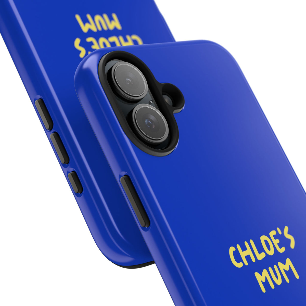 Funda de teléfono azul con texto personalizado