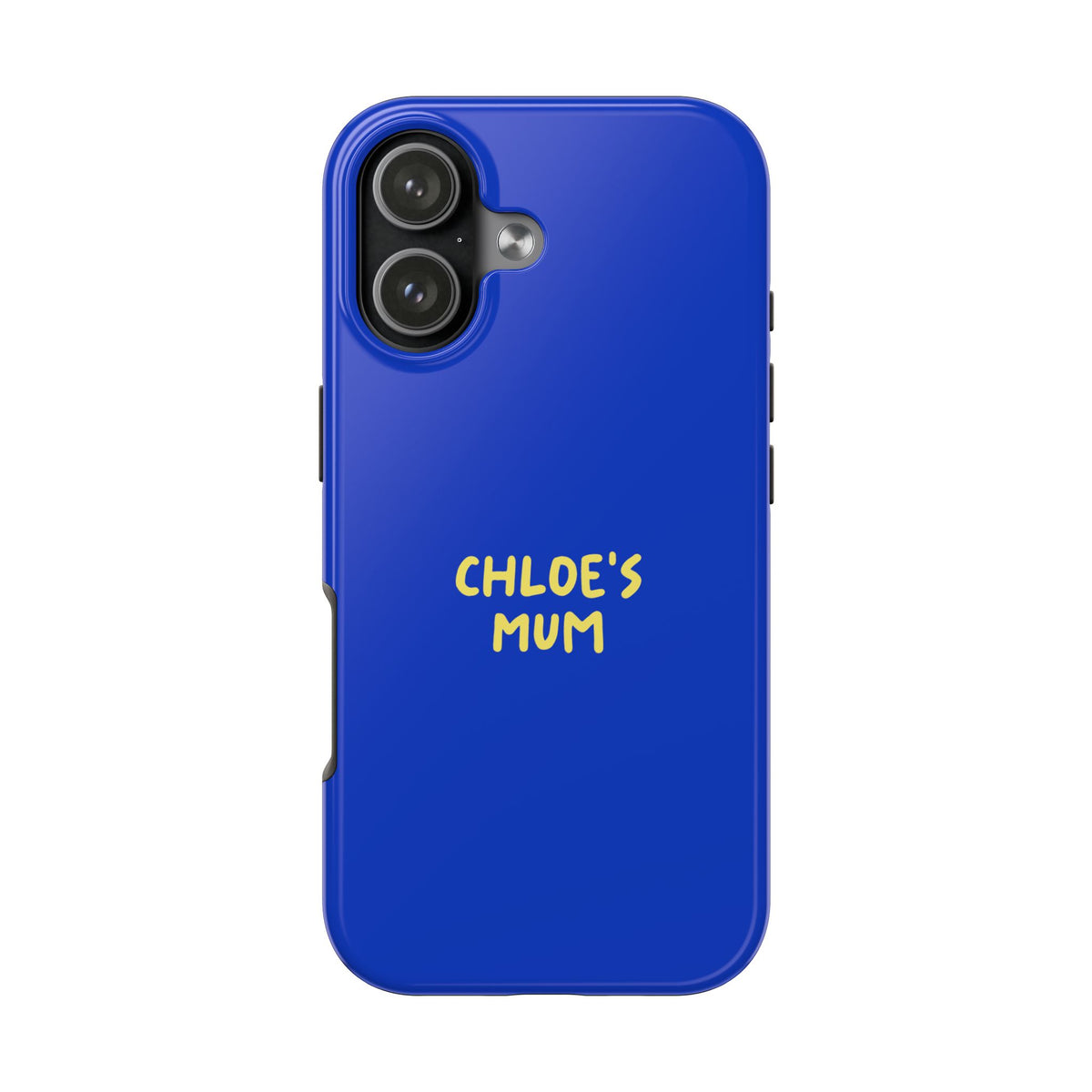 Funda de teléfono azul con texto personalizado