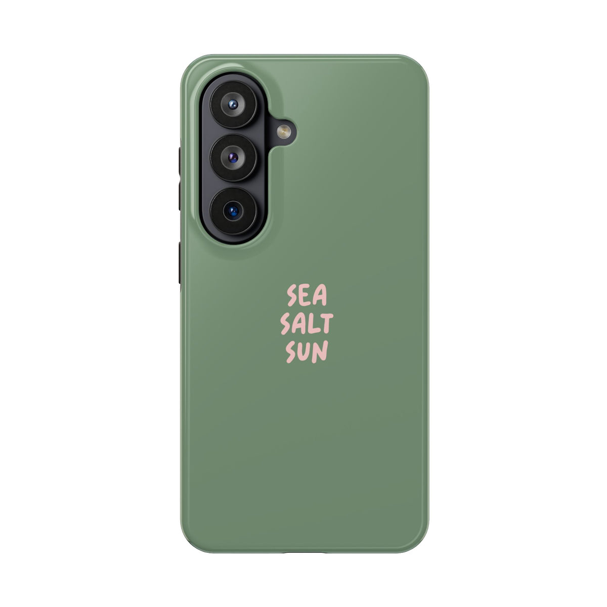 Funda de teléfono color verde con texto personalizado