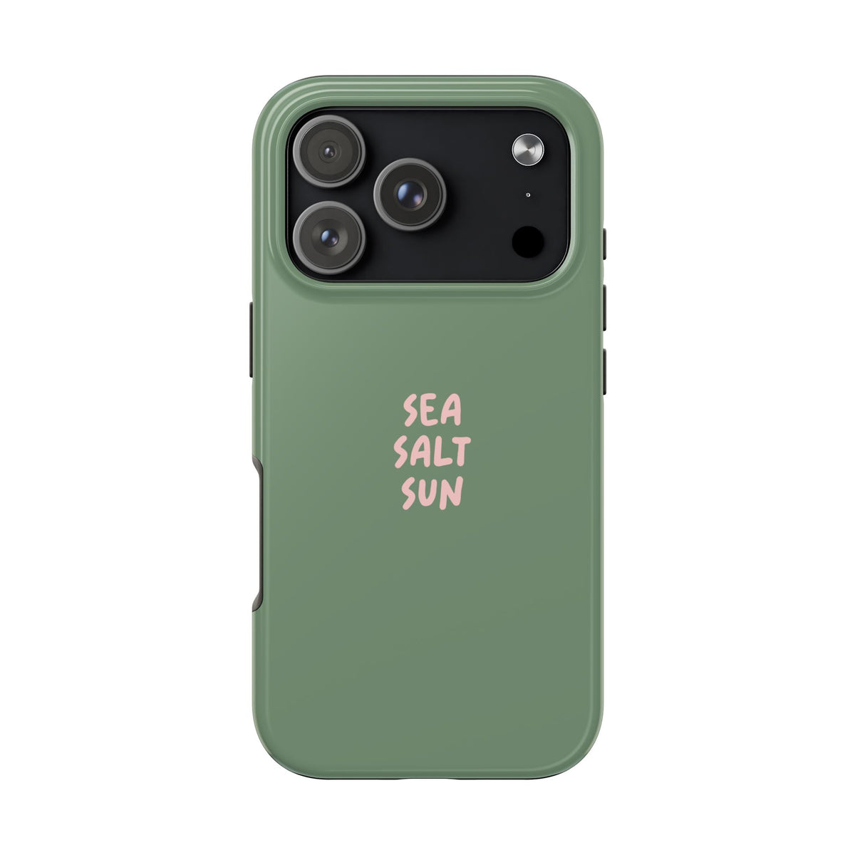 Funda de teléfono color verde con texto personalizado