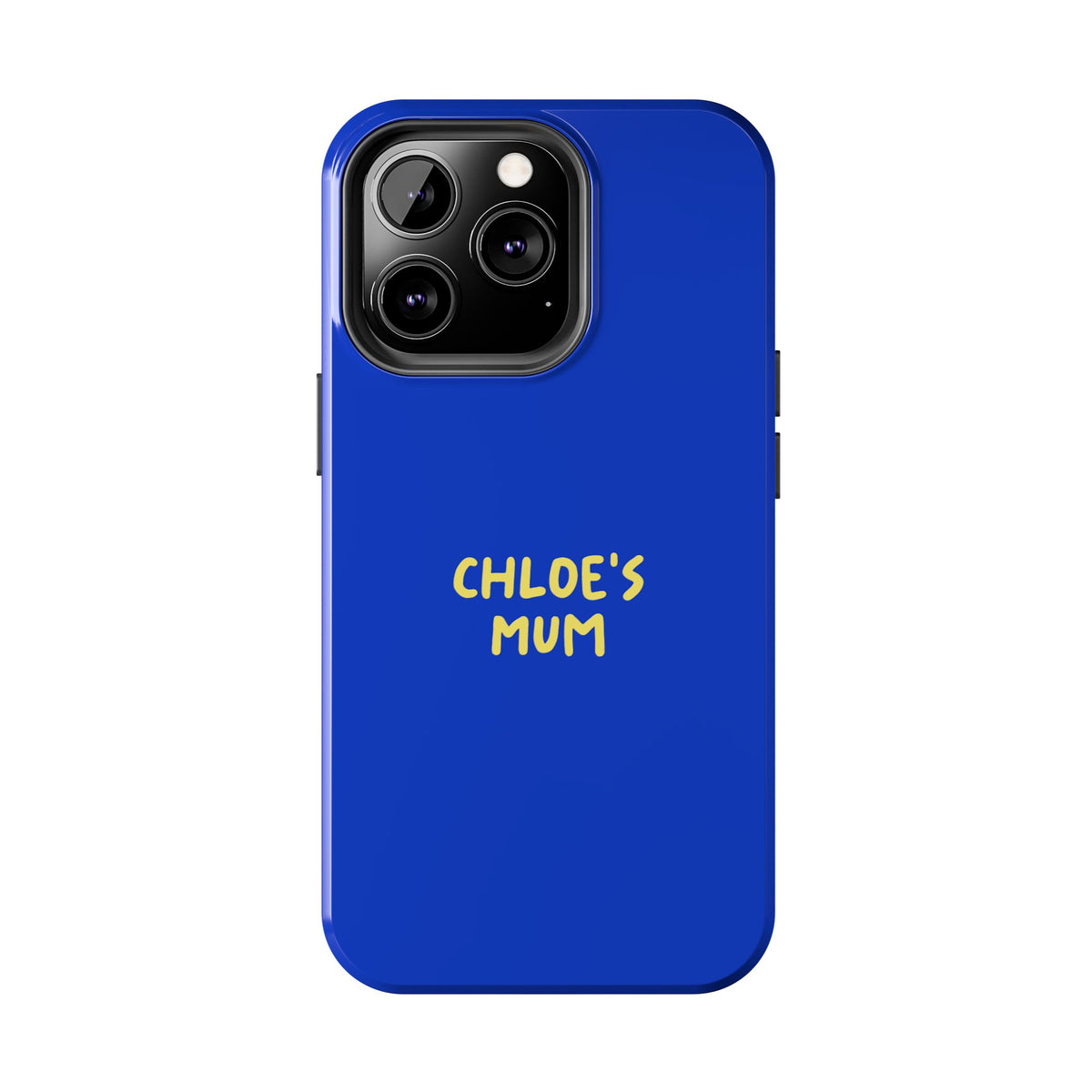 Funda de teléfono azul con texto personalizado