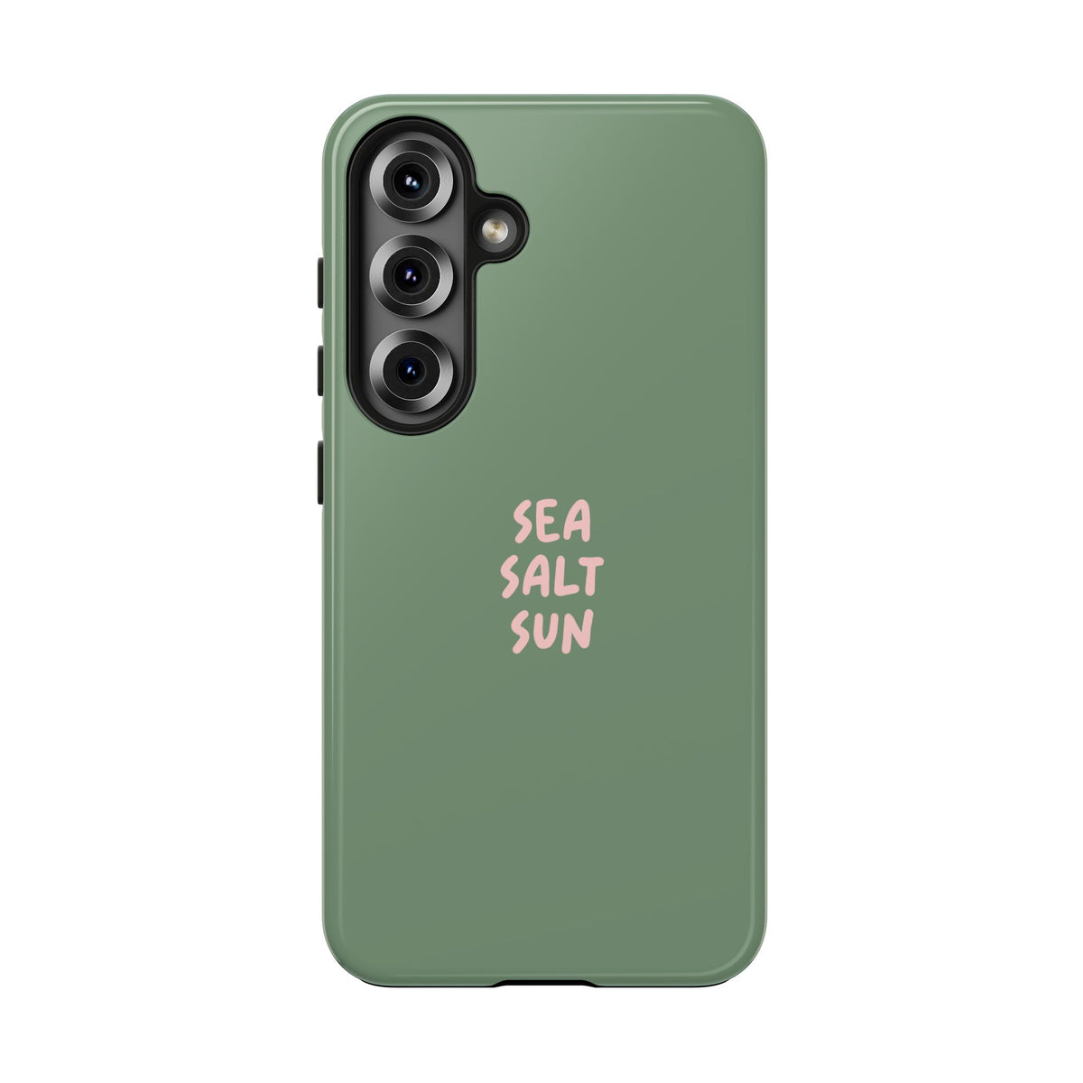 Funda de teléfono color verde con texto personalizado