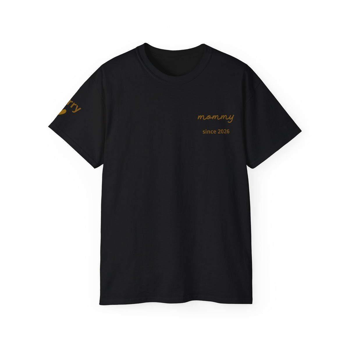 T-shirt Mom since date on heart and first names on sleeve