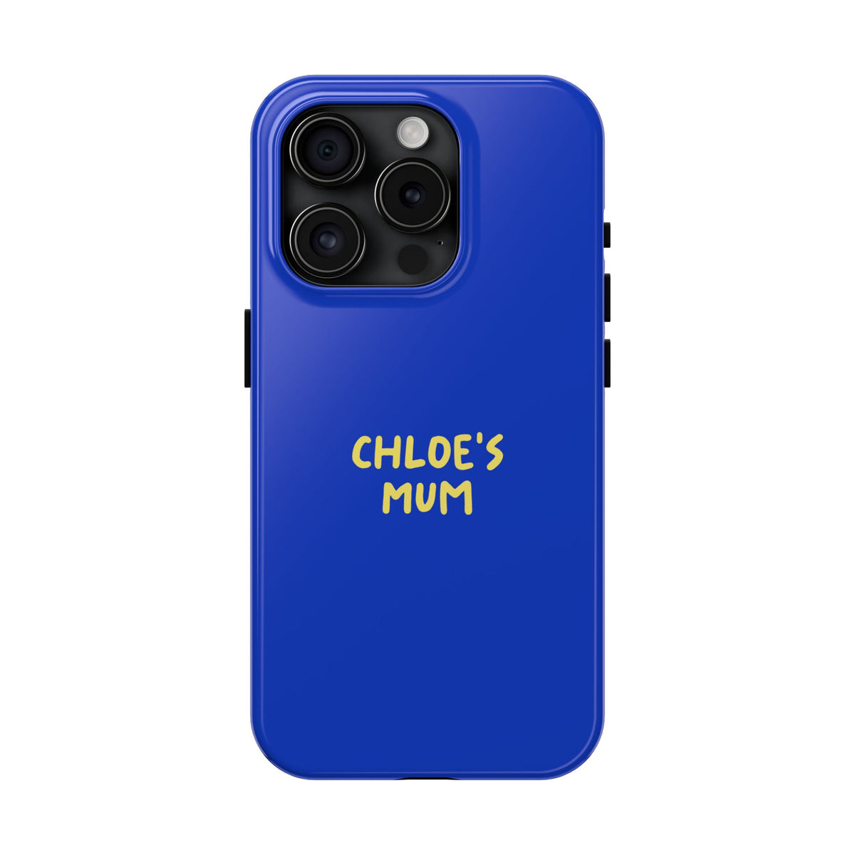 Funda de teléfono azul con texto personalizado