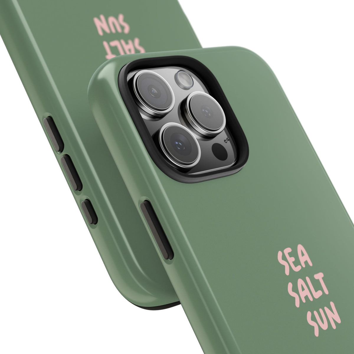 Funda de teléfono color verde con texto personalizado