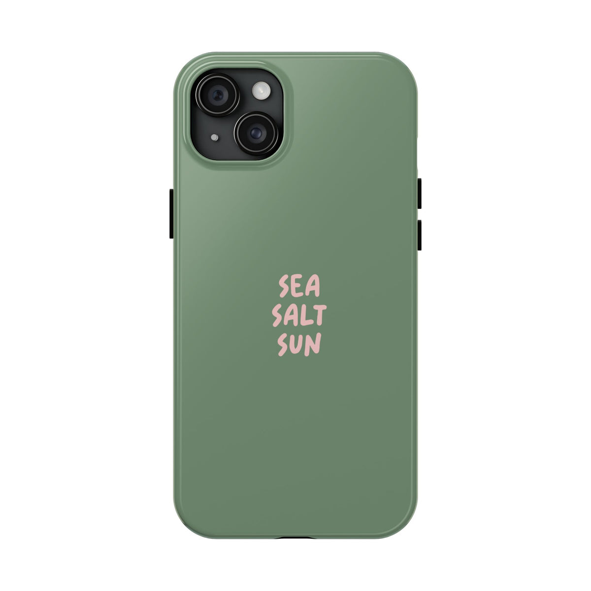 Funda de teléfono color verde con texto personalizado