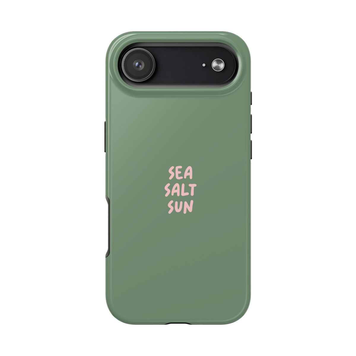 Funda de teléfono color verde con texto personalizado